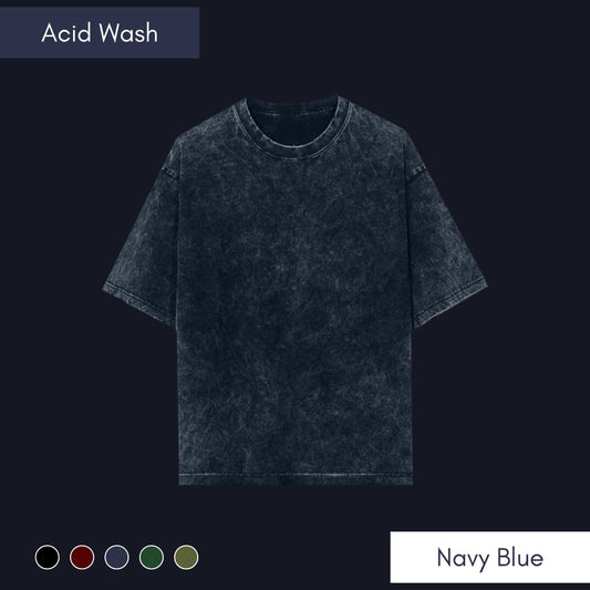 Navy Blue Acid Wash Oversized T-shirt: Unisex
