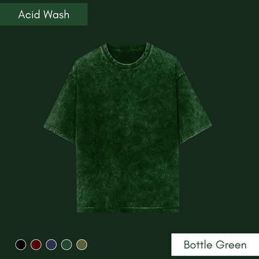 Bottle Green Acid Wash Oversized T-shirt: Unisex