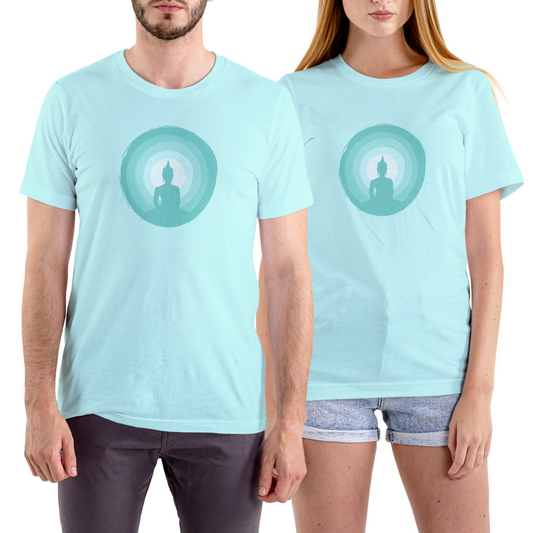 Buddha Silhouette Printed T-shirt: Unisex Mint