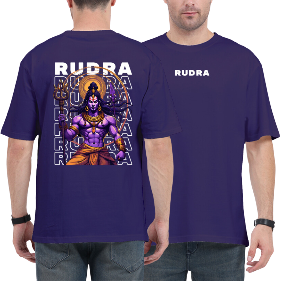 Oversized Rudra Shiva Printed T-shirt: Unisex